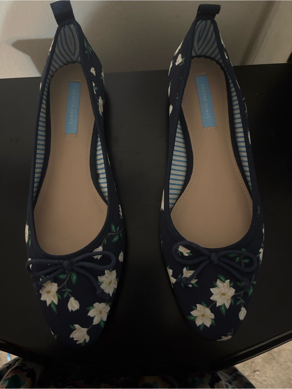 Draper James Navy Floral Bow Ballet Flats size 9